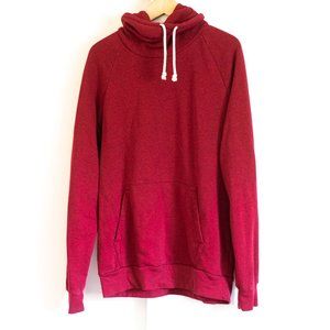 Mens Size Large Red Heathered Cowl Neck Sweatshirt